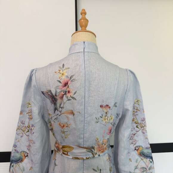 NWOT ！Zimmermann Linen Rebellion Floral Mini Dress- Size 0/US4 - Picture 7 of 10